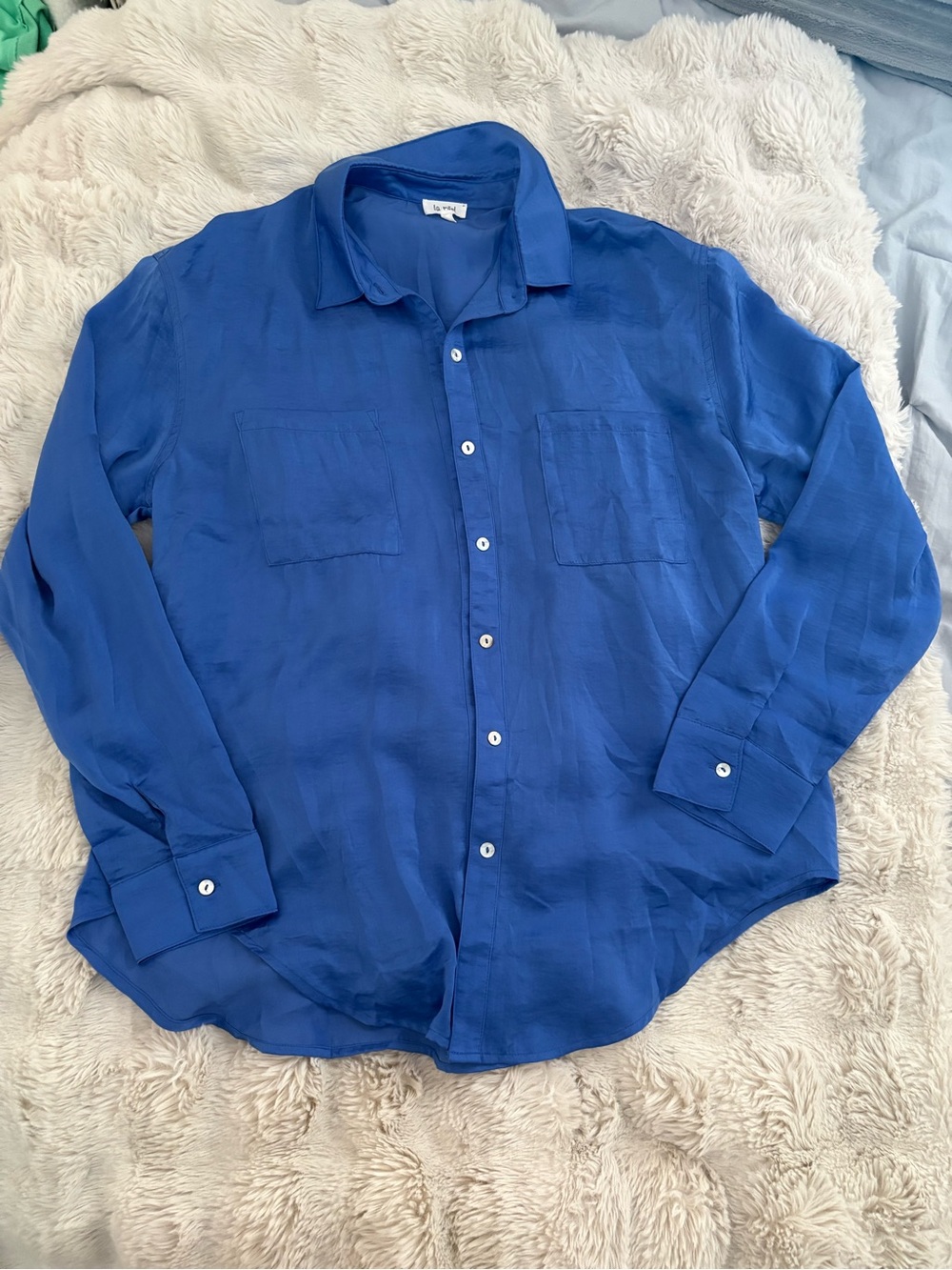 LA MIEL Men's Button-Down Shirt in Cobalt Blue